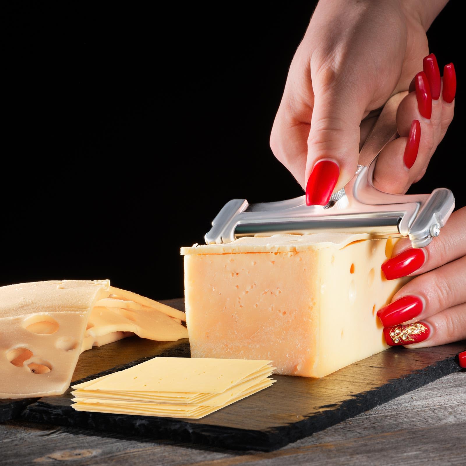 Trancheuse à fromage portable réglable en acier inoxydable – Livrée avec un fil de rechange – Convient pour la mozzarella, le cheddar et le gruyère – | Leroy Merlin