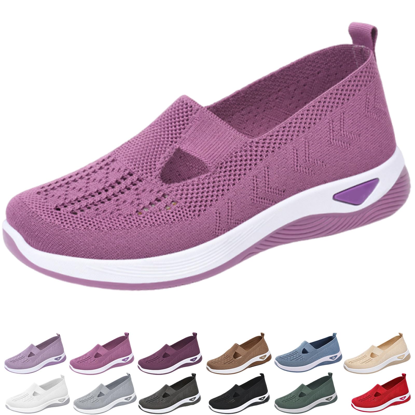 Women's Orthopedic Walking Shoes,Woven Breathable Orthowalkway Womens Sneakers,Lightweight Non-Slip Arch Support Slip on Shoes-image-36