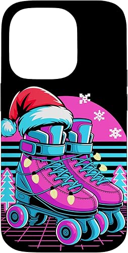 Vista 17 de Christmas Synthwave Rollerskate Rollerskater Rollerskating Case for iPhone 16