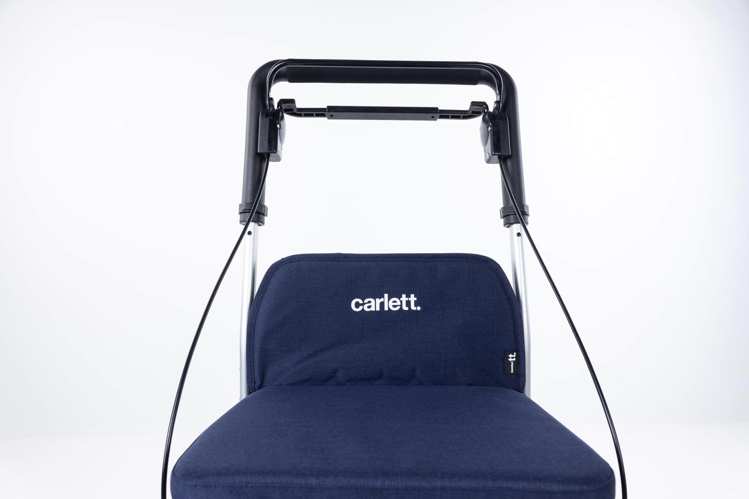 Carlett Déambulateur et Chariot avec Siège Intégré, Produit Médical Homologué UE, Poignée Réglable, Double Frein et Roues Réglables 3 Positions, Léger et Compact, Comfort Move, Bleue