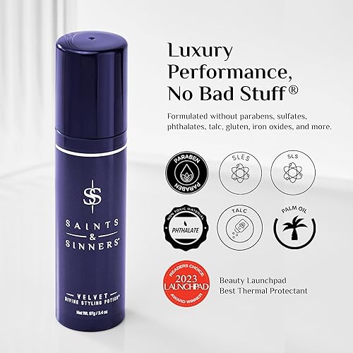Miniatura 7 de Saints & Sinners Poción para peinar el cabello Divine Velvet Divine, protector térmico, brillo y desenreda el cabello, crema hidratante
