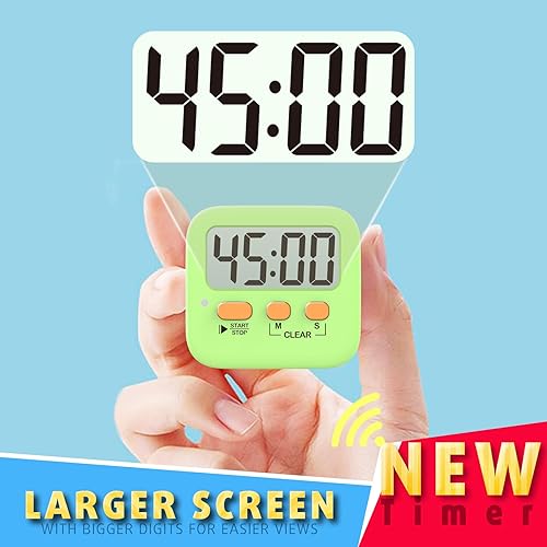 Miniatura 38 de Antonki Paquete de 2 temporizadores digitales para niños, temporizadores de cocina magnéticos de cuenta regresiva para cocinar, huevos, aula, 2 x