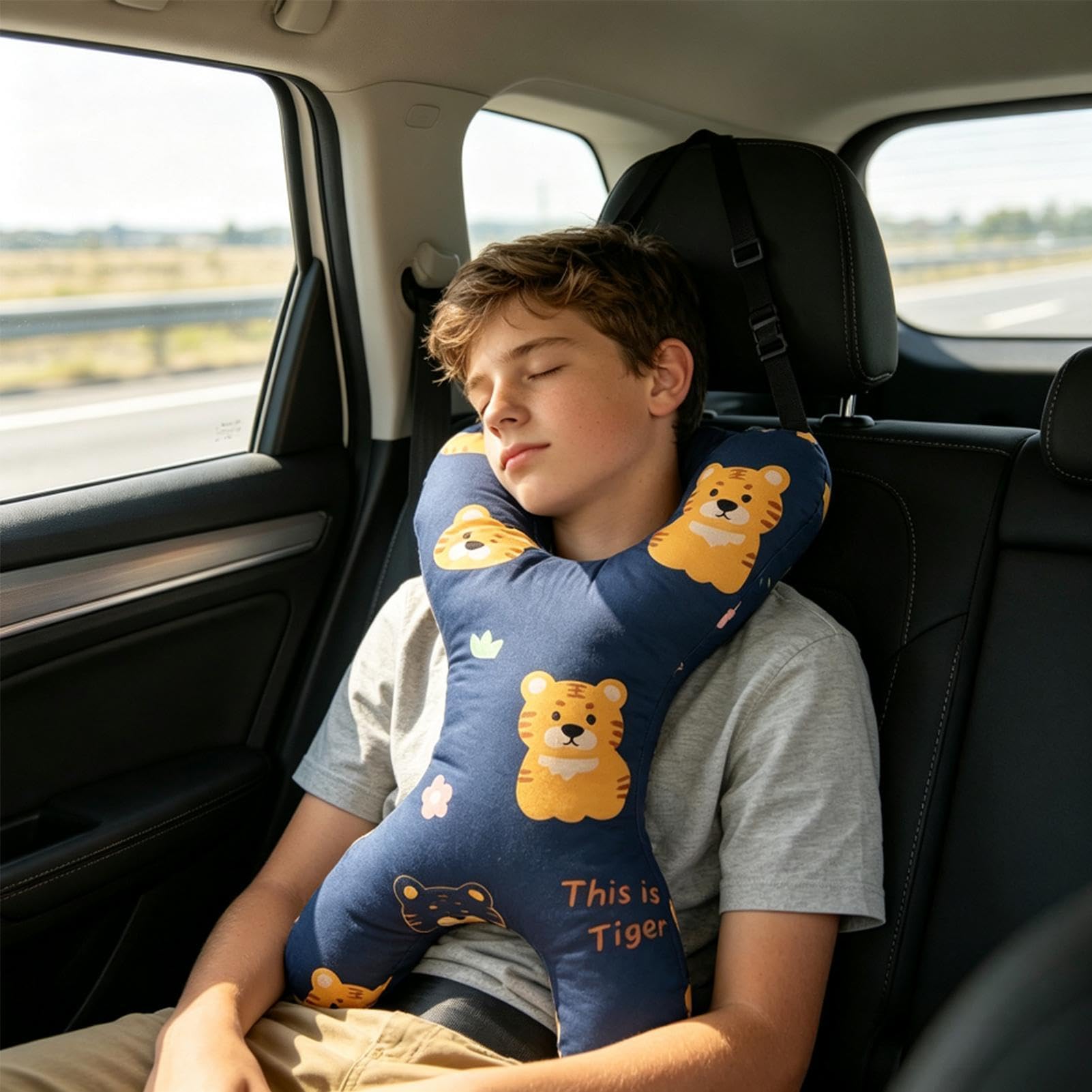 Almohada de coche para niños en forma de H, cojín de apoyo para el cuello