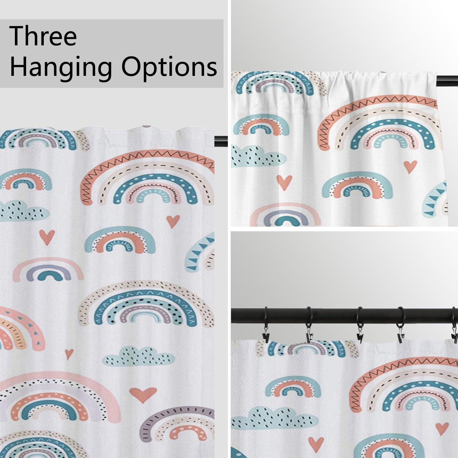 ggaimwf Rainbow Curtains Pencil Pleat Hobo Colorful Cartoon Rainbow Curtains Kids Bedroom Window Treatment for Child Girls Living Room Nursery Cafe Interior Divider Curtain Tier 117x229cm 1 Panel - Image 4