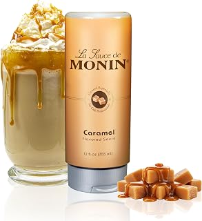 Monin Gourmet Caramel Sauce, 12 oz - Rich Buttery Flavor for Coffee, Desserts & Snacks | Gluten-Free, Non-GMO, Kosher