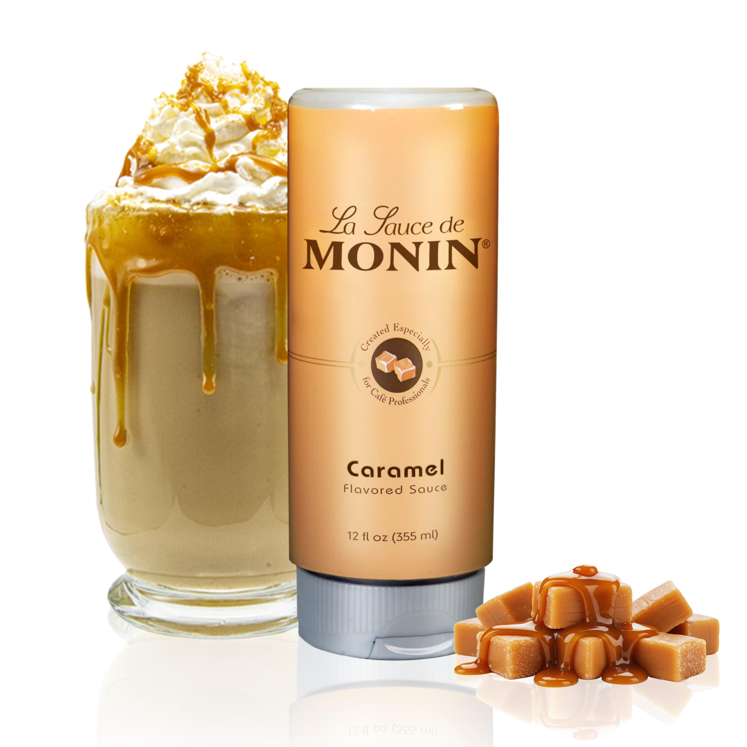 Monin - Gourmet Caramel Sauce, Rich and Buttery, Great for Desserts, Coffee, and Snacks, Gluten-Free, Non-GMO (12 Ounce)