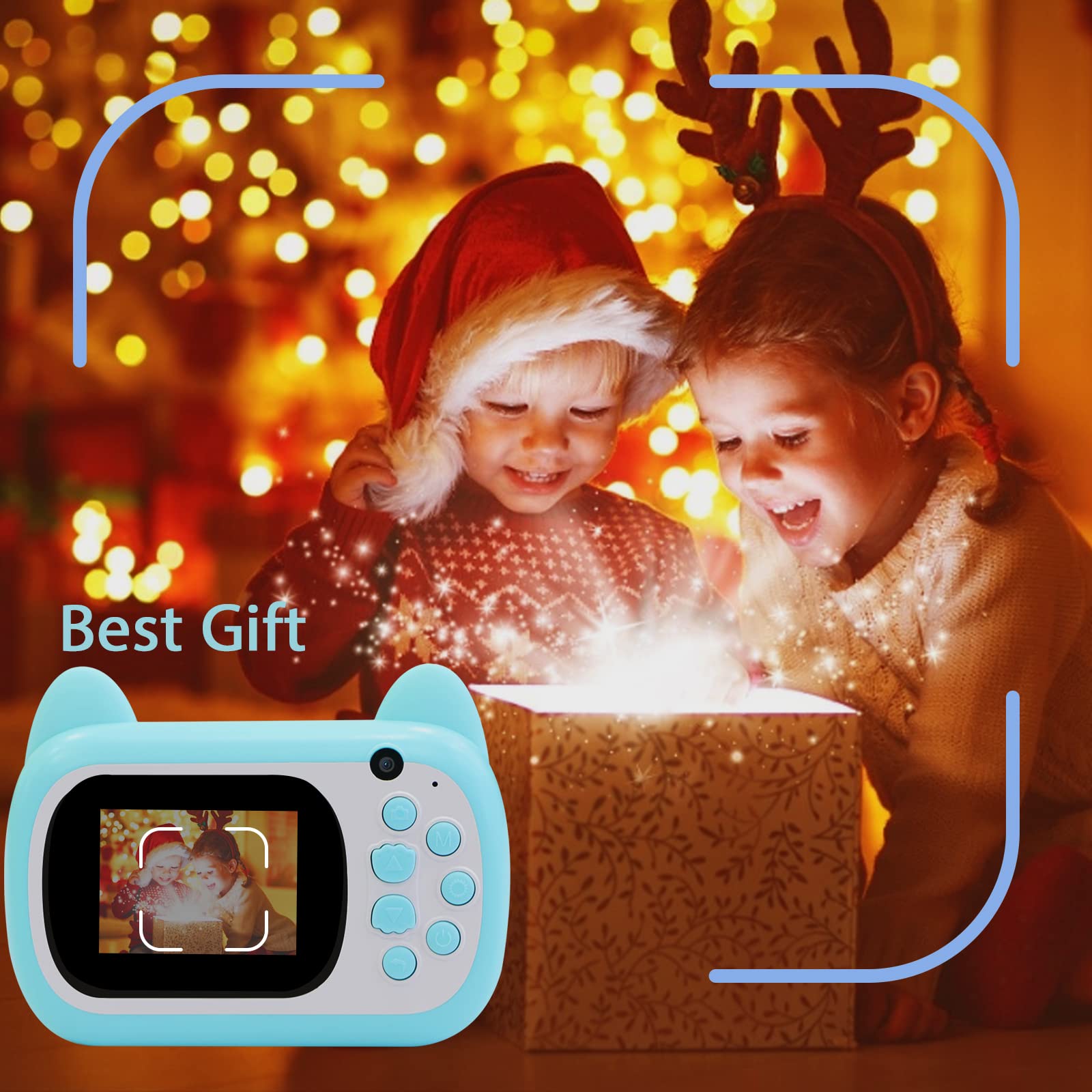 Fotocamera digitale istantanea per bambini, schermo LCD da 6,1 cm, zoom 6x, 24 MP, doppio obiettivo e registrazione di video 1080P, per bambini e bambine, colore verde