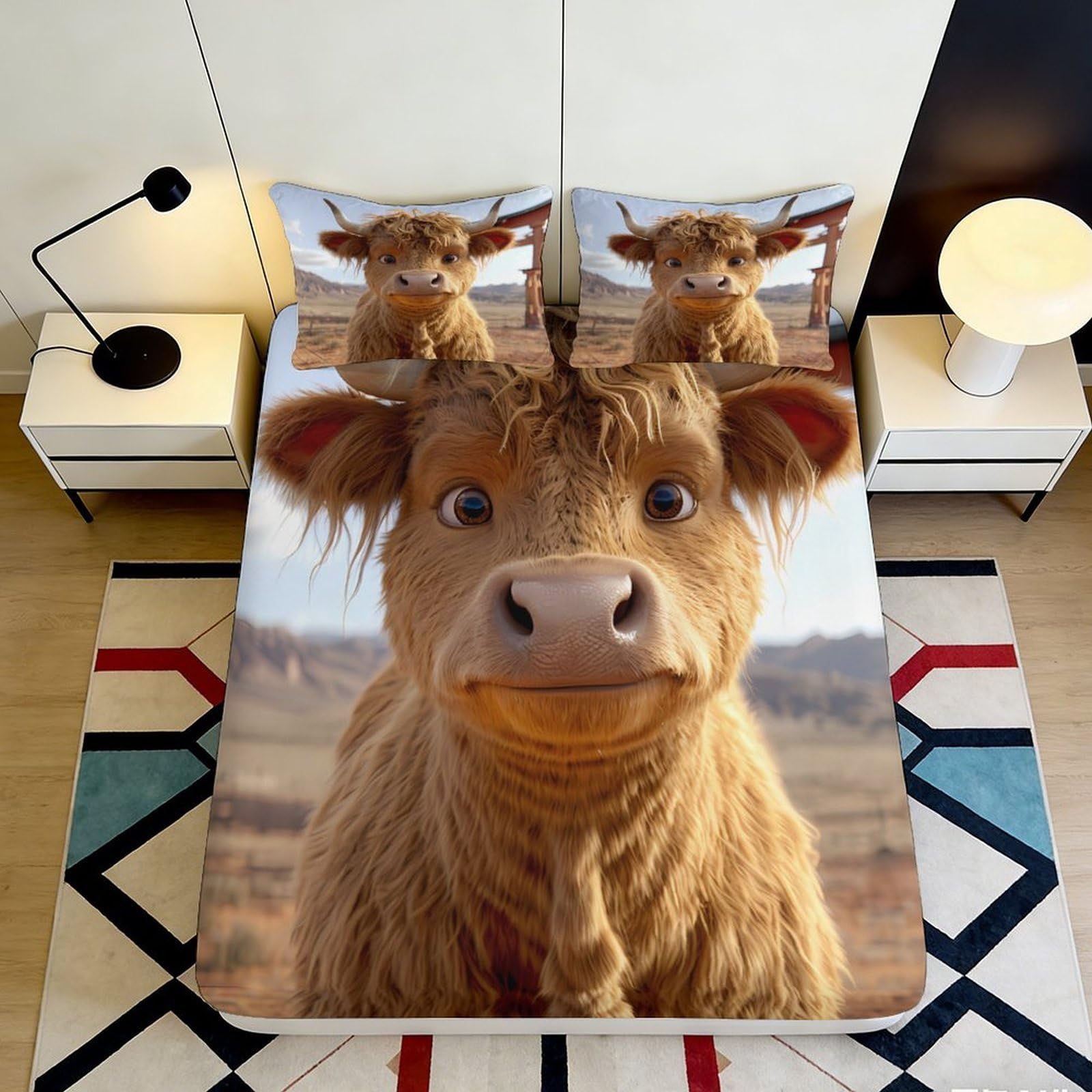 3D Printing Sheep Fitted Sheet Microfiber Soft Deep Pocket Bedroom Decor Sheep Mattress Fitted Cover Non-Slip Washable 160x200x25cm