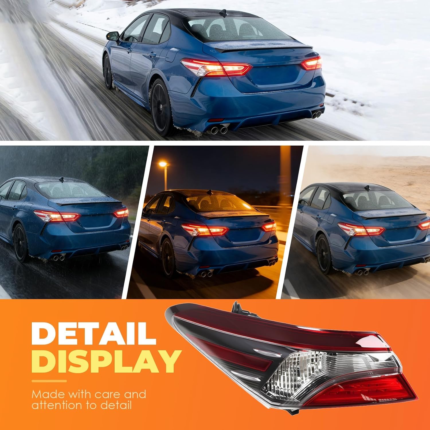 Outer Tail Light Driver Side Compatible with Camry LE SE 2021 2022 Halogen Rear Brake Lamp Taillight 8156006A20 TO2804159 (Left)