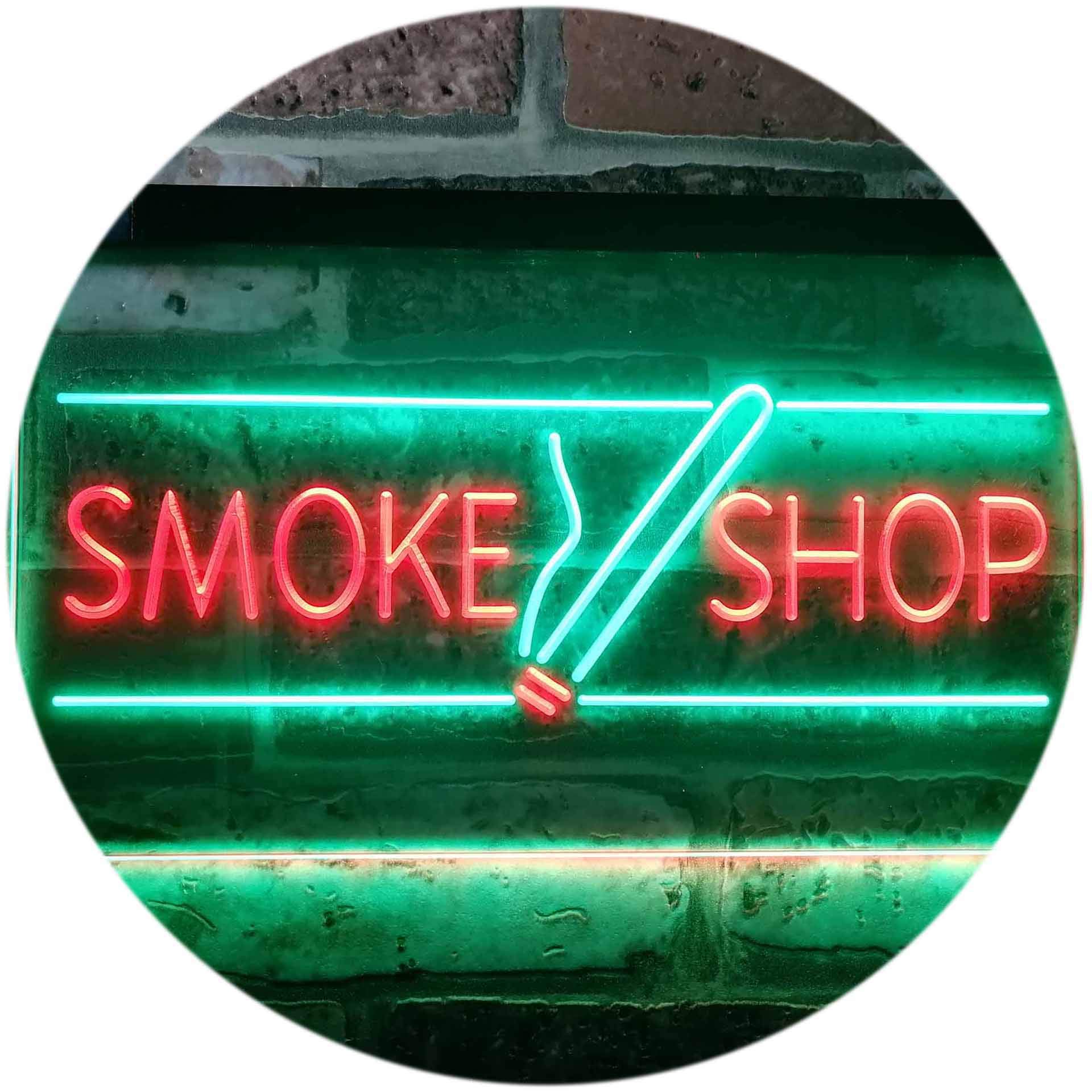 ADVPRO Smoke Shop Cigarettes Cigar Shop Open Dual Color LED Enseigne Lumineuse Neon Sign Vert et Rouge 600 x 400mm st6s64-i3159-gr