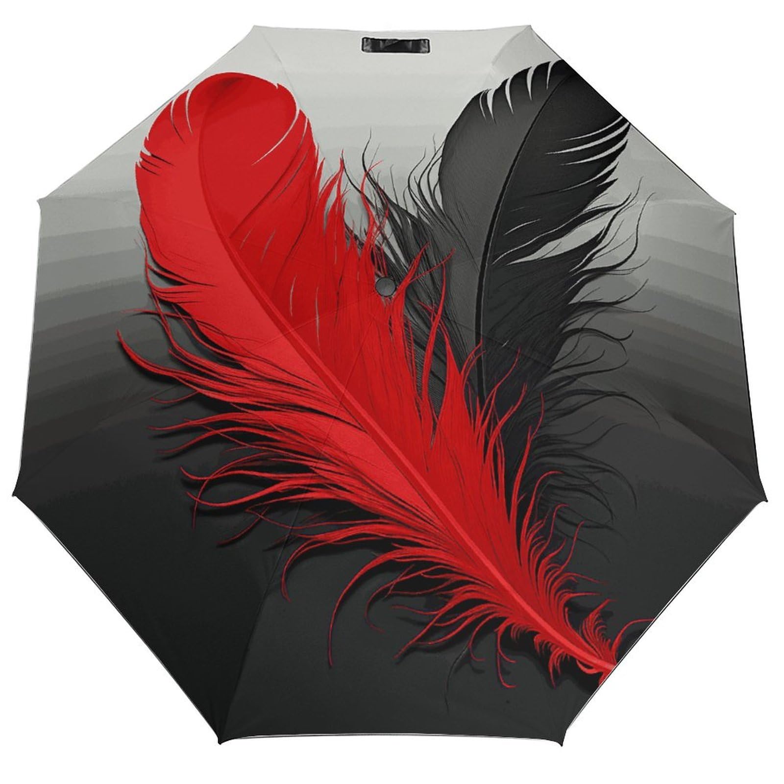 Parapluie compact Feather 3 résistant et rétractable motif plumes noires - 8