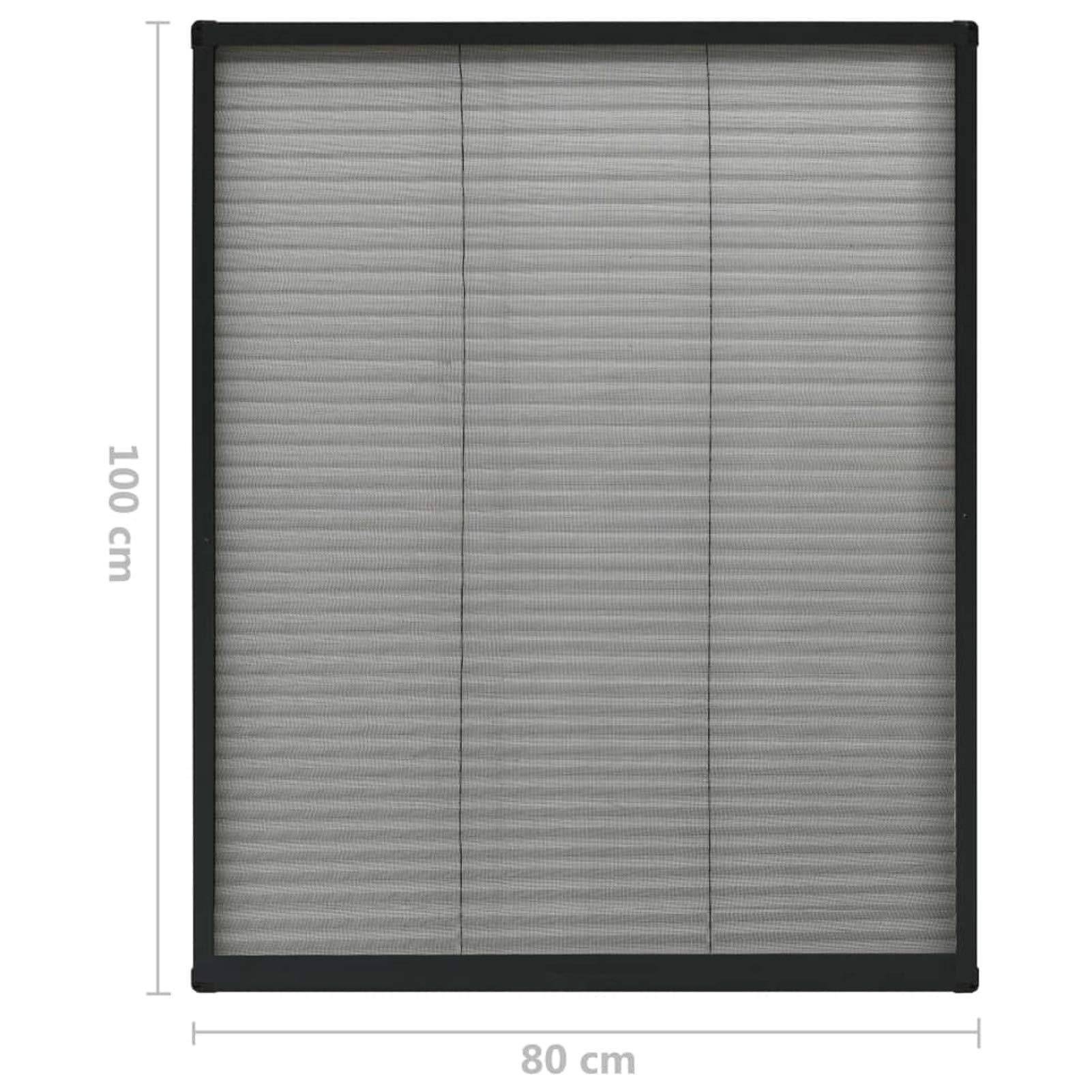 Insektenschutz-Plissee für Fenster, Fliegengitter Fenster, Fliegenschutz Fenster, Pollenschutzgitter Fenster, Insektengitter Fenster, Insektennetz, Fensternetz, Aluminium Anthrazit 80x100cm