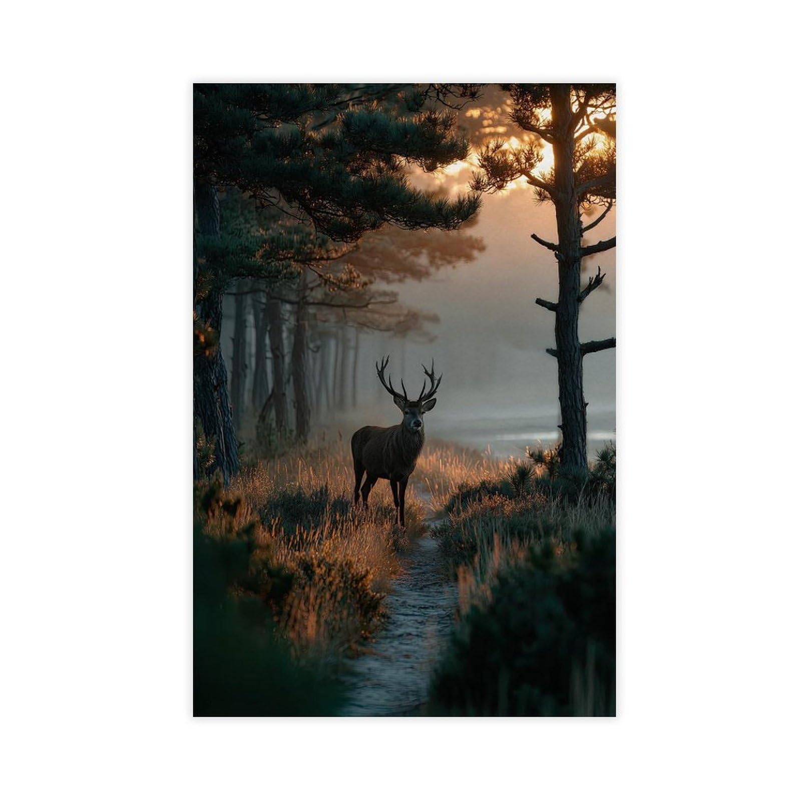 Iyqtaggh Majestic Stag Canvas Poster Wall Art Decor Print Picture Paintings For Living Room Bedroom Decoration 20X30inch(50X75cm)