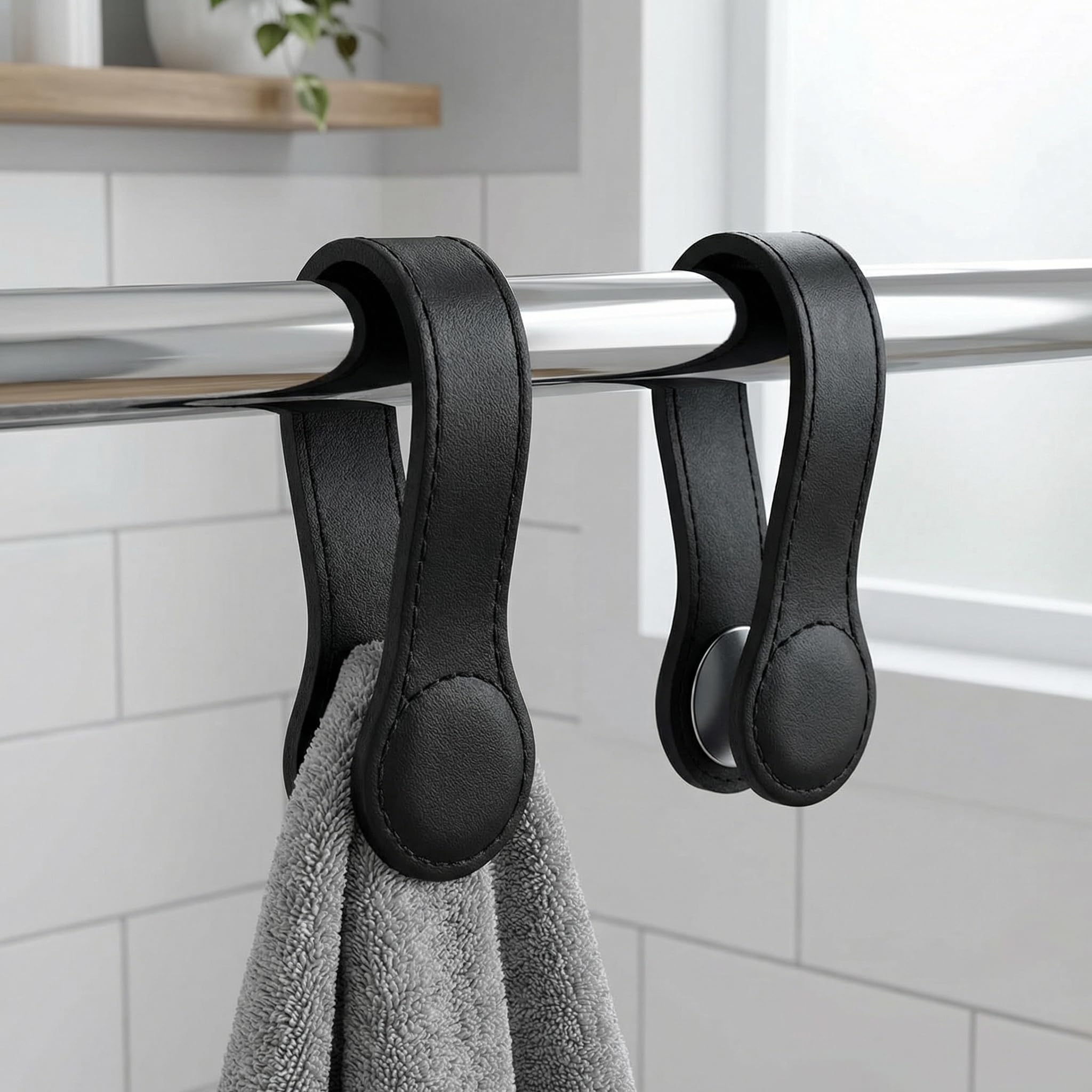 2 Stück Magnet Handtuchhalter Leder Handtuchhalter Magnetisch Handtuchaufhänger Handtuch Aufhänger Handtuchclips Handtuchklammer Magnetischer Handtuch Clips zum Aufhängen für Badezimmer Küchen