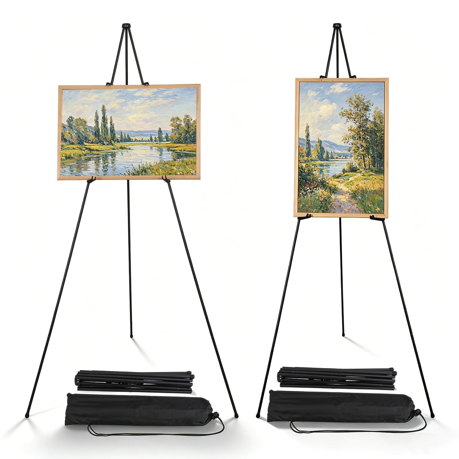 Photo 1 of 2 Pack 66" Aluminum Easel Stand for Signs & Painting, Black