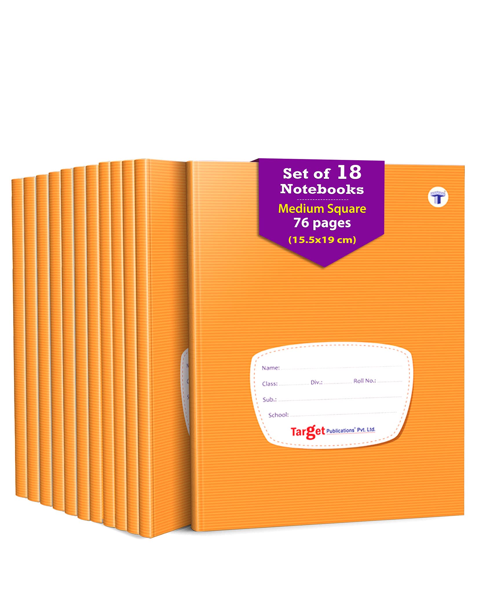 TARGET PUBLICATIONS Quaderni di matematica a quadretti medi per la scuola dei bambini, 76 pagine, 15,5 x 19 cm, copertina rigida con etichetta, quaderno matematico con attività divertente, set di 18