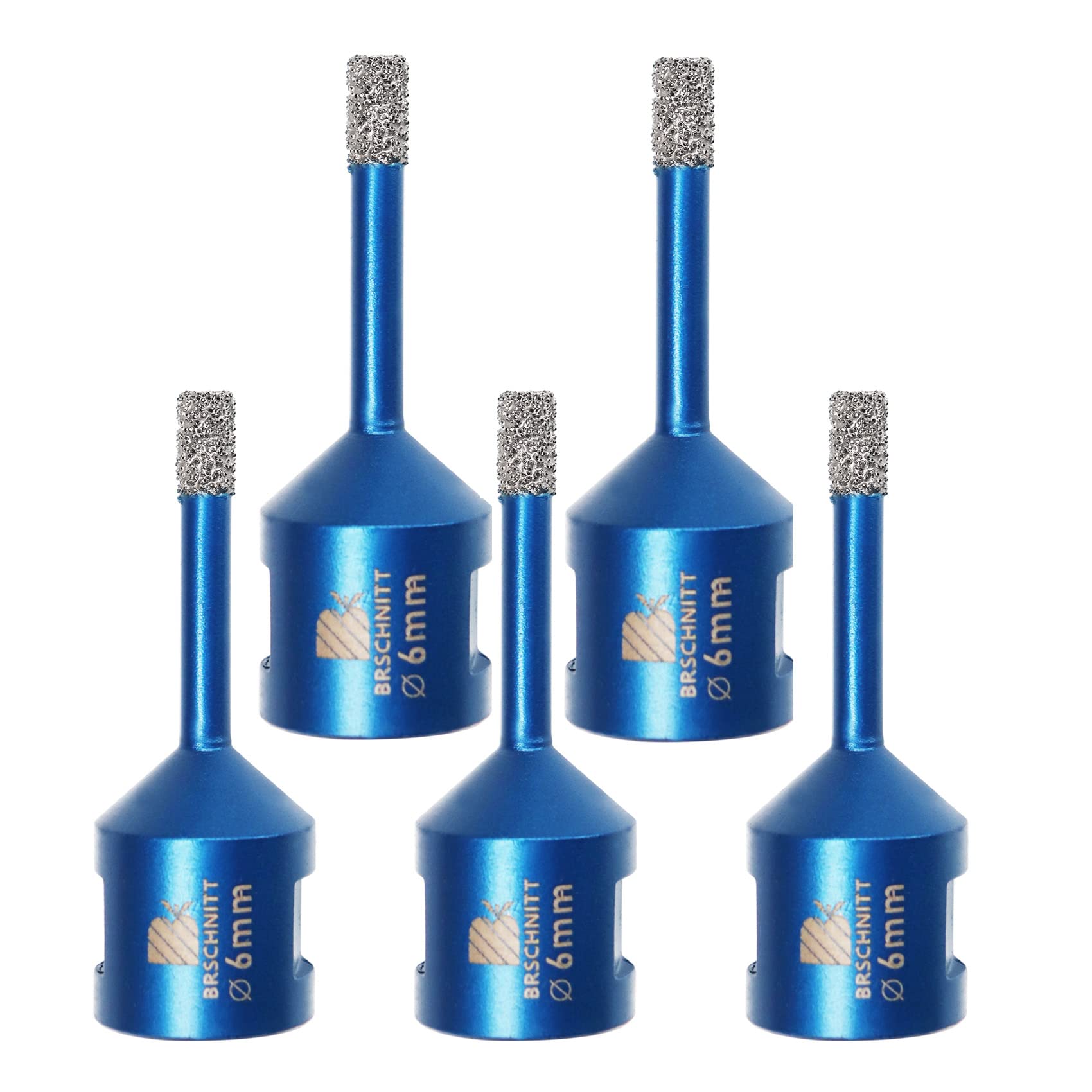 Diamond Drill Bit 6mm,BRSCHNITT 5pcs M14 Vacuum Brazed Diamond Tip Drill Bit for Tile Porcelain Stoneware Ceramic Marble Granite Drilling,Suitable For Angle Grinders