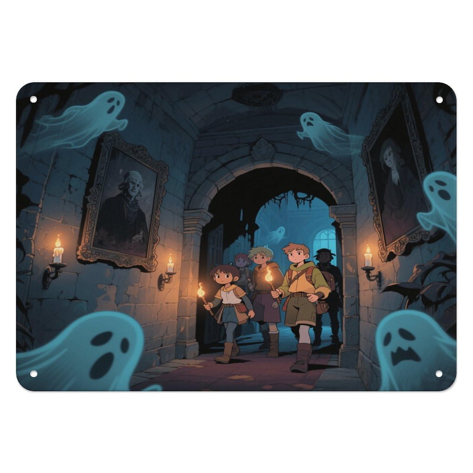 Fekiloot Style Ghost Castle Wall Decor Iron Painting Metal Sign