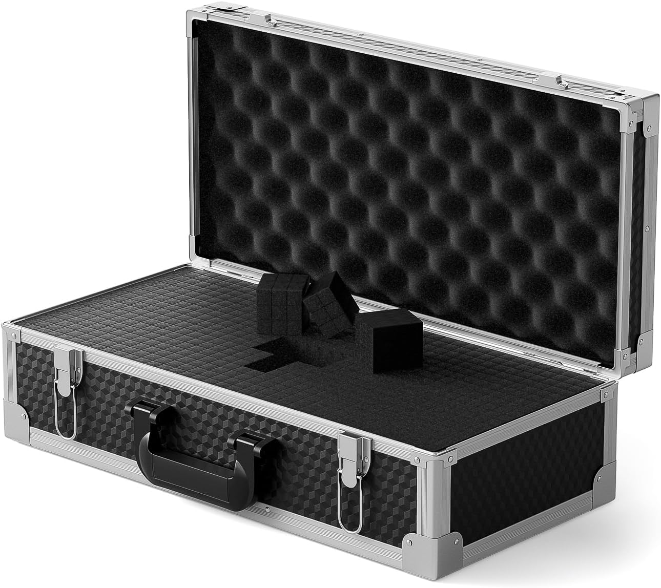 Aluminum Alloy Frame Carrying Case with Three-layer Pre-Diced Pick and Pluck Foam, Ideal 8-Channel Wireless Mic Systems Transportation (Size Extra Large 20.4 x 10.2 x 7.9 In)