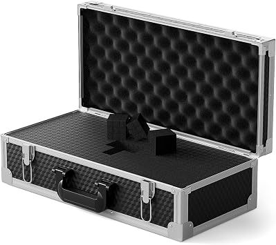 Phenyx Pro Aluminum Alloy Frame Carrying Case with Three-layer Pre-Diced Pick and Pluck Foam, Ideal 8-Channel Wireless Mic Systems Transportation Size Extra Large 20.4 x 10.2 x 7.9 In