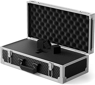 Phenyx Pro Aluminum Alloy Frame Carrying Case with Two-layer Pre-Diced Pick and Pluck Foam, Ideal Quad-Channel Wireless Mic Systems Transportation (Size Large 20.3 x 10 x 5.9 In)