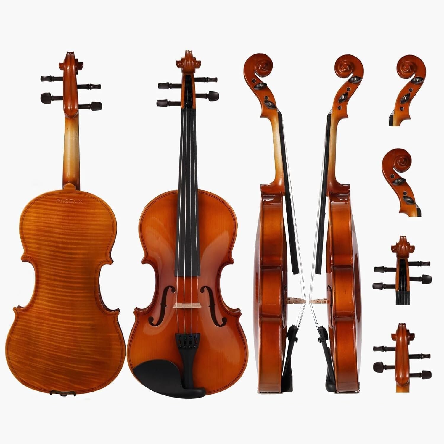 PHOENIX Violon 4/4 adulte Kit complet pour, Ensemble de Violon Pour Débutants Adultes Avec archet En Bois de Rose, Cordes et Chevalet Supplémentaires,Une Série D'accessoires (Plywood, Full)