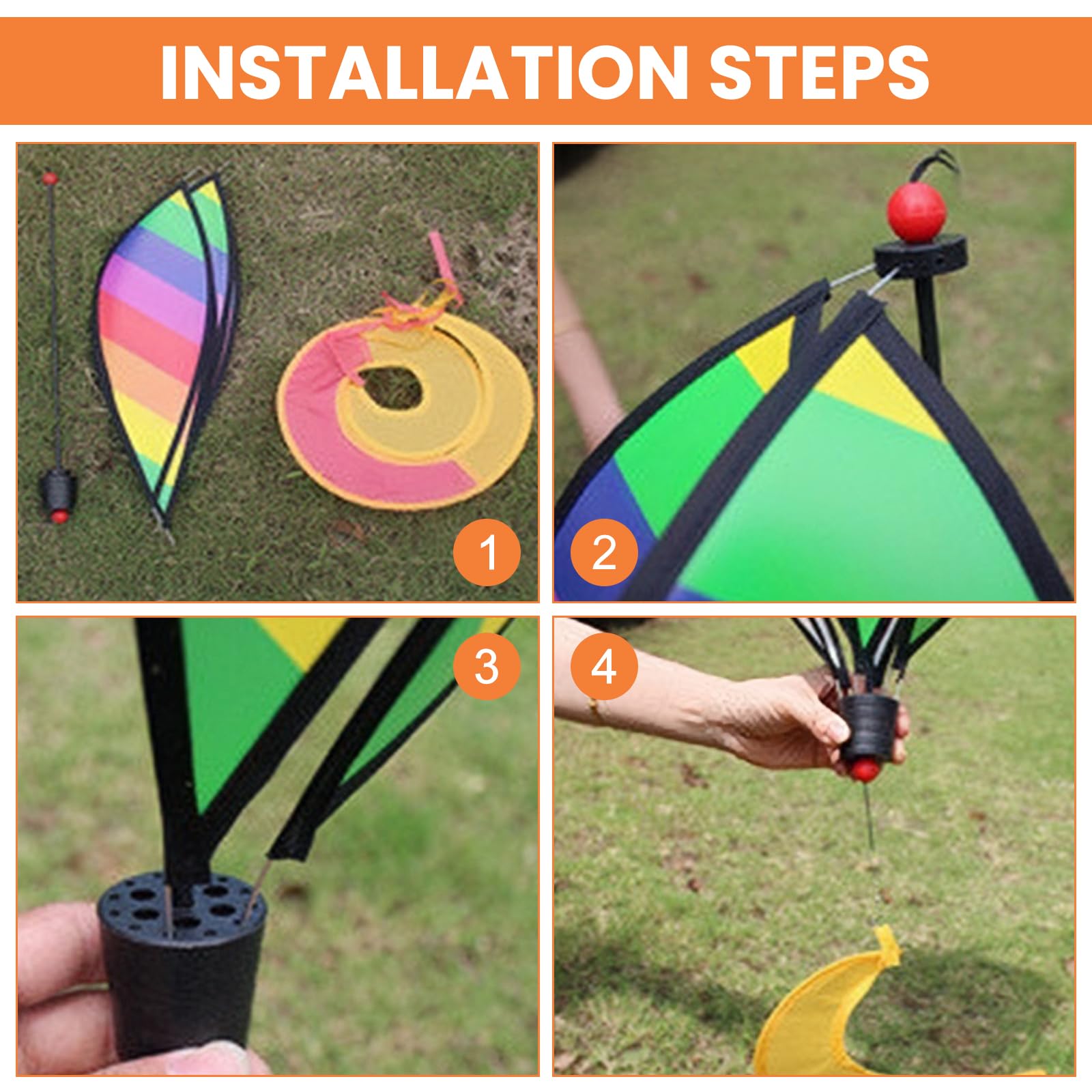 Lot de 6 carillons éoliens à air chaud - 110 cm - Carillon éolien pour l'extérieur - Arc-en-ciel - Décoration de jardin à suspendre - Pour jardin d'enfants, parc