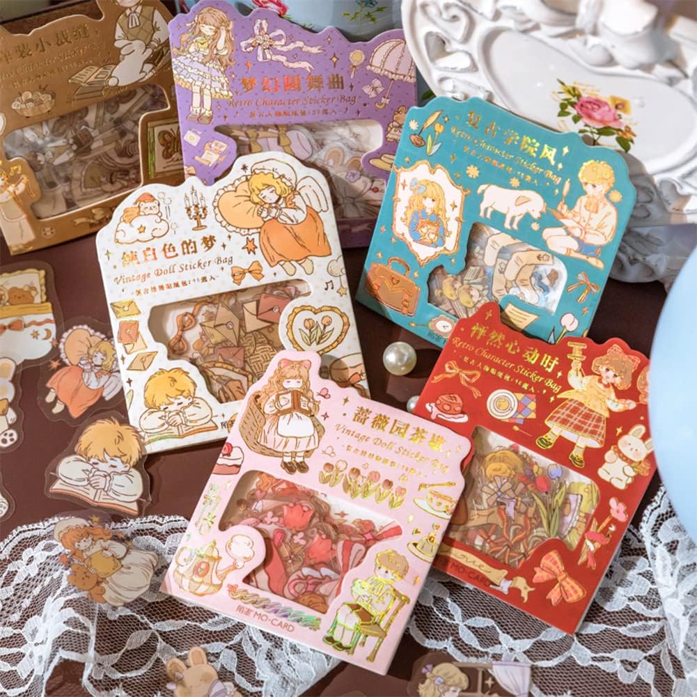MAFELOE Scrapbook Stickers 6 Packs, 46 Pieces Each-Retro Characters Series image 3