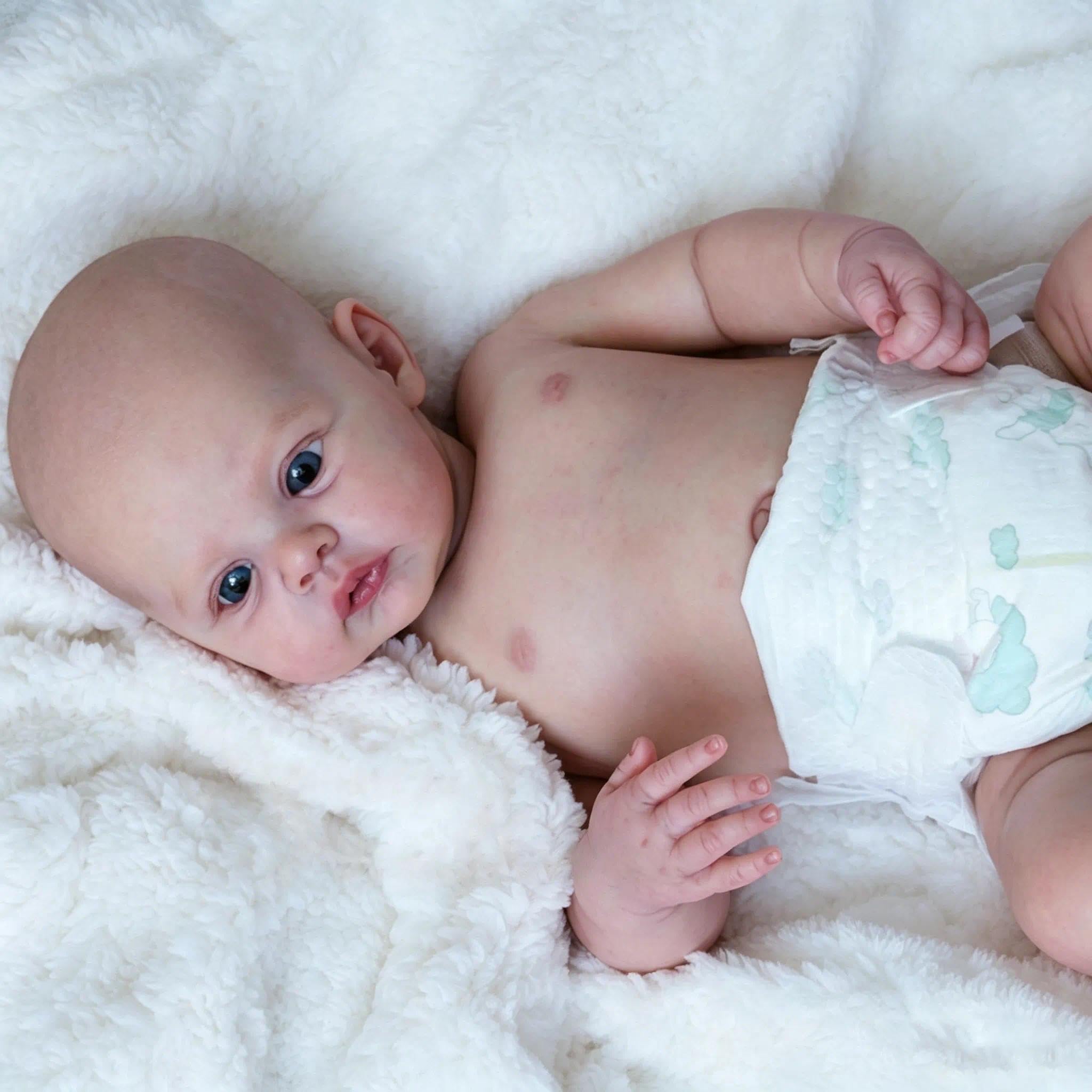 Anano 46 cm Reborn Baby Vollsilikon Lebensecht, Reborn Baby Mädchen, Silikon Baby Mädchen