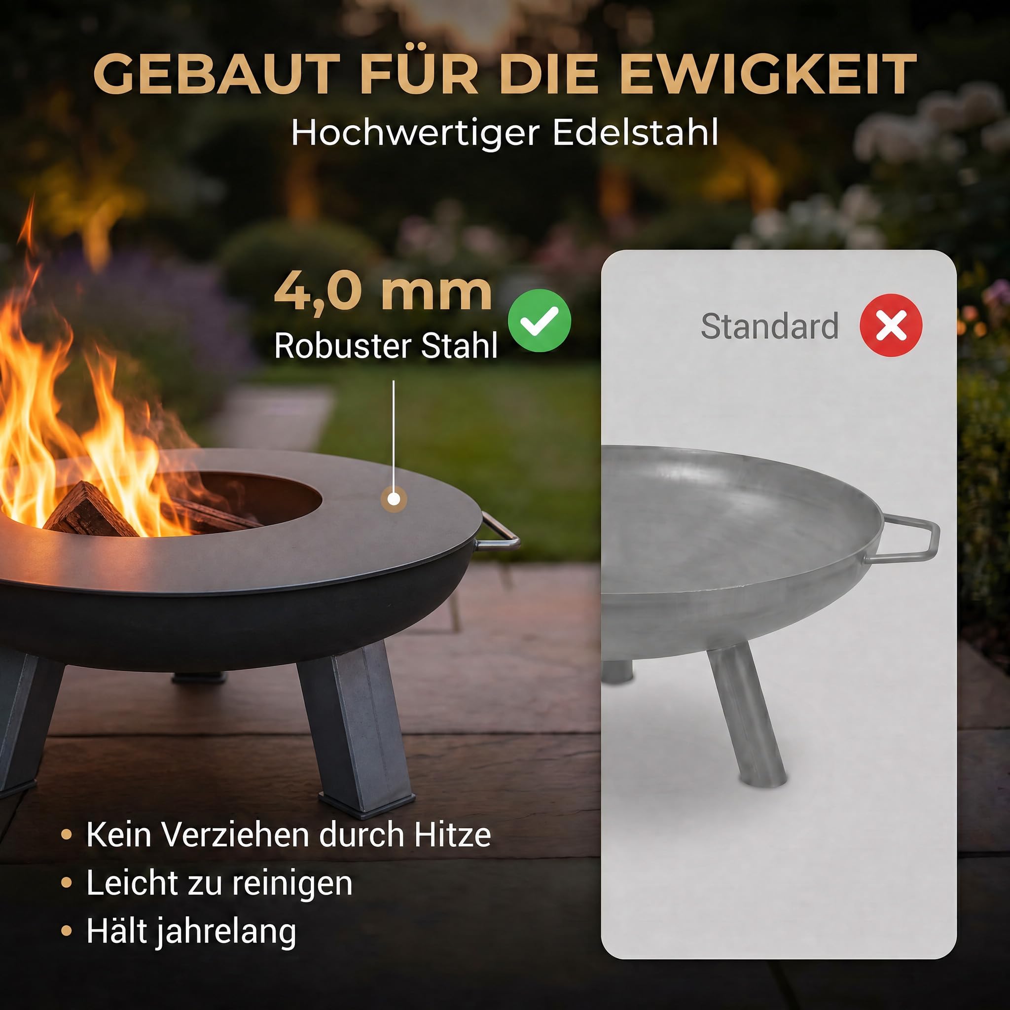 Plancha Ø 60 cm Feuerring Feuerplatte Grillring für Feuerschale, Feuertonne - Grillplatte aus Stahl 4mm Dick (Lieferumfang 1x Plancha ohne Feuerschale)