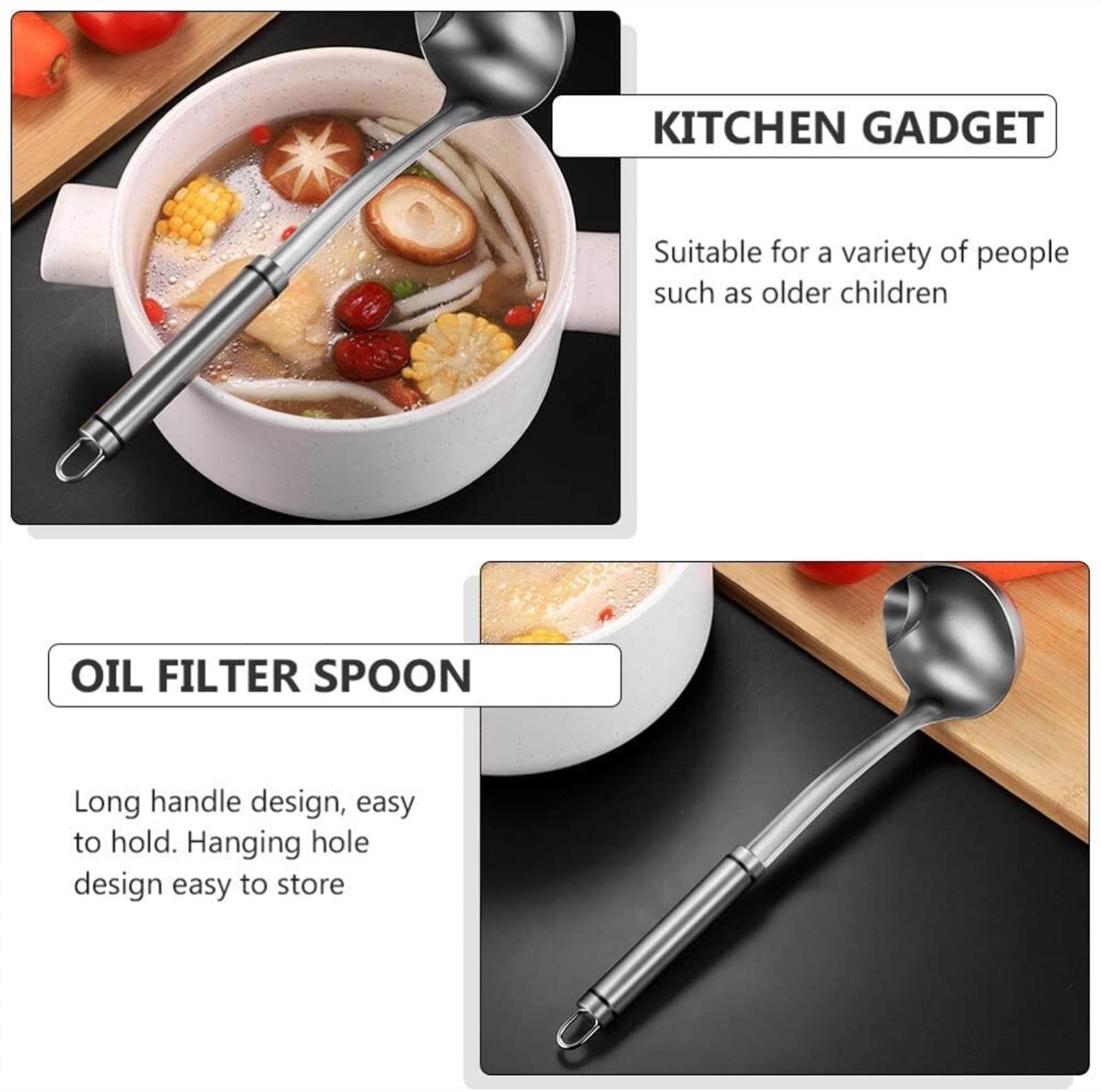 Fat Skimmer Spoon in acciaio a maglia fine per rimuovere grasso e schiuma, 1 pezzo L Fat Skimmer Spoon in acciaio a maglia fine per rimuovere grasso e schiuma, 1 pezzo L