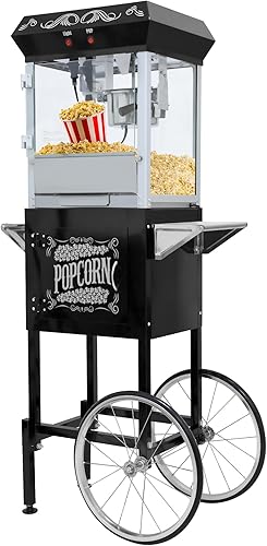 Miniatura 11 de Máquina de carrito de palomitas de maíz de 16 onzas sobre ruedas, máquina de palomitas de maíz de 850 W para 64 tazas de palomitas de maíz por lote,