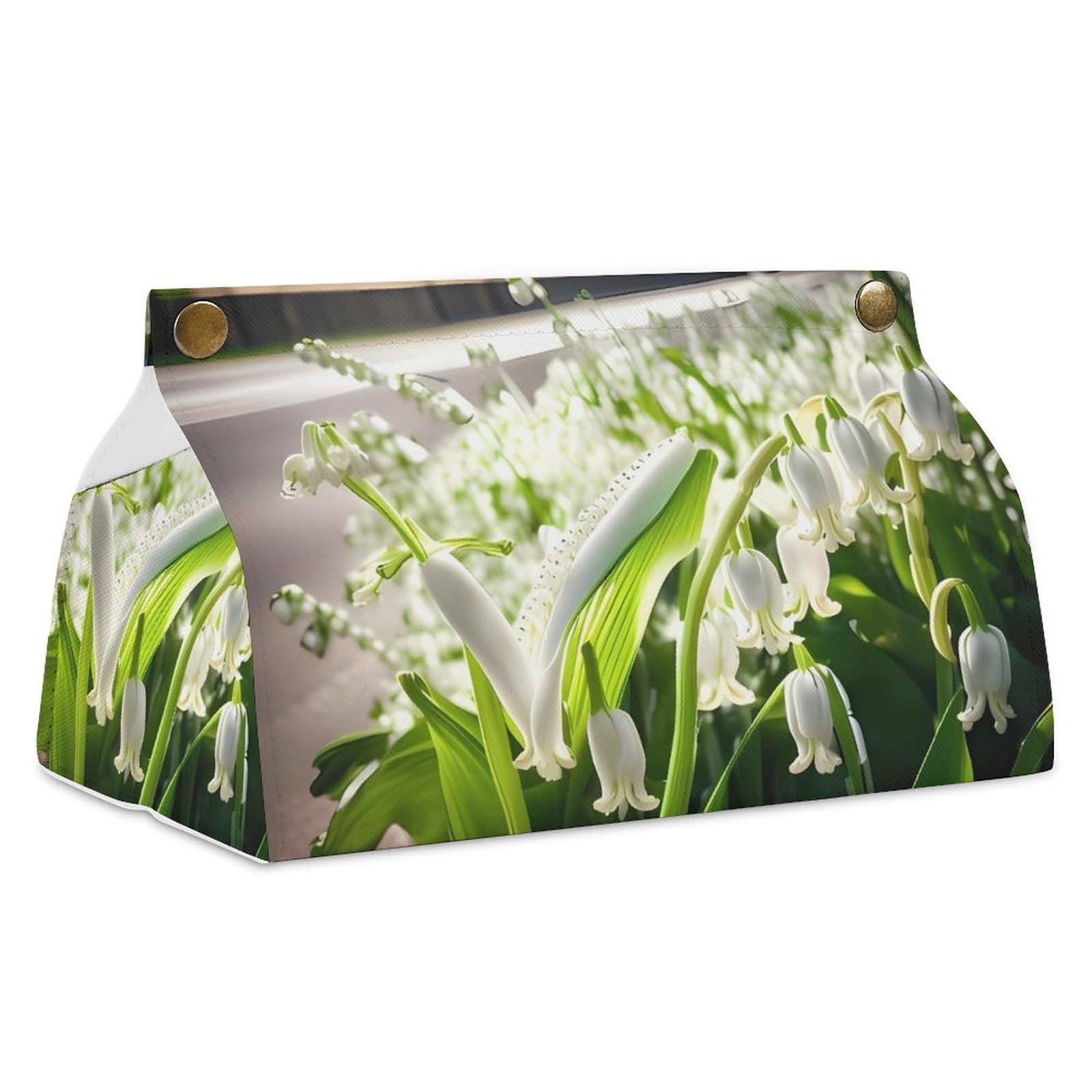 Boîte à mouchoirs en cuir imprimé orchidée cloche pour bureau élégant