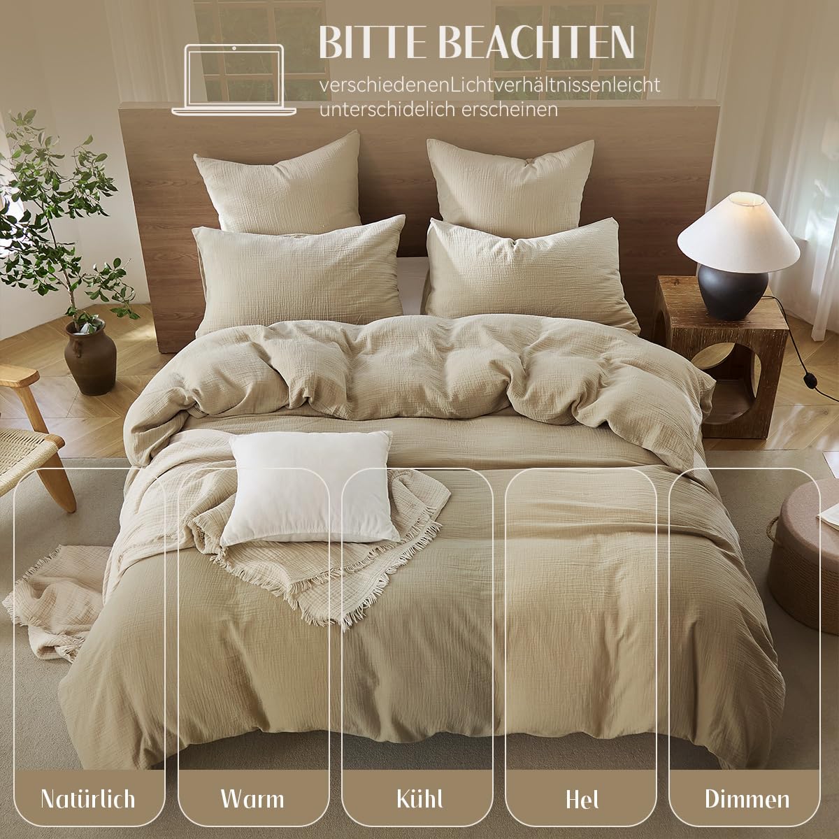 Lanqinglv Doppelte Musselin Bettwäsche 135x200 Baumwolle – Bild 7