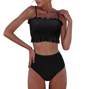 Amazon.com: RXRXCOCO Womens Shirred Bandeau Bikini Cute Two
