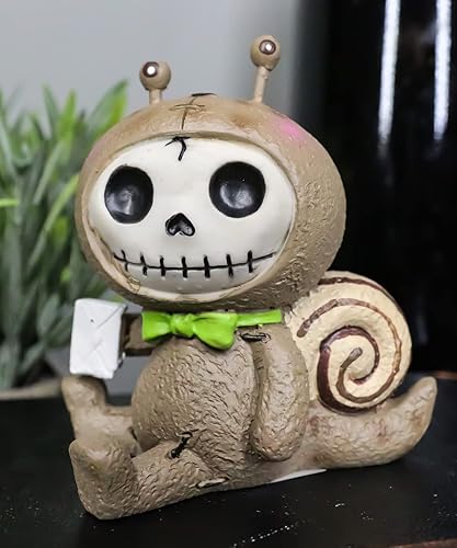 Miniatura 2 de Ebros Gift Furry Bones Den Den The Snail with Mail and Green Bow Tie - Figura de esqueleto de 3.25 pulgadas de alto, lento pero constante, molusco,