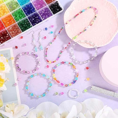 Miniatura 7 de Paxcoo 1120 cuentas de cristal para la fabricación de joyas, cuentas acrílicas de cristal facetadas, cuentas de gemas de bicona, joya para