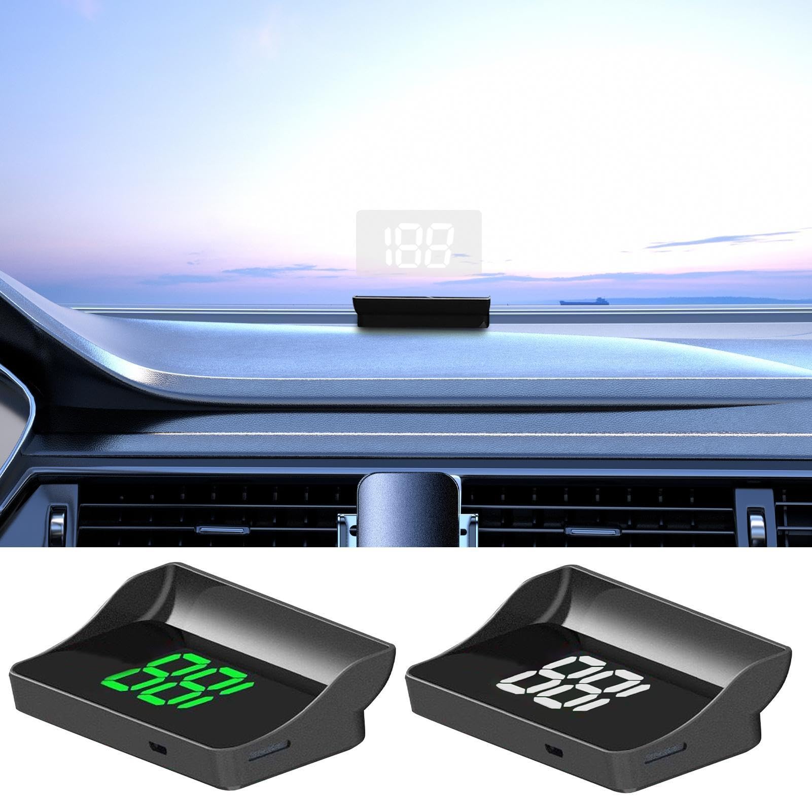 Display Heads Up Per Auto – HUD Parabrezza Automatico | Monitor Velocità Parabrezza | Tachimetro Digitale | Set Proiettore Da 3,64x2,05 Pollici Con Temperato Per Camion Autobus Camper SUV