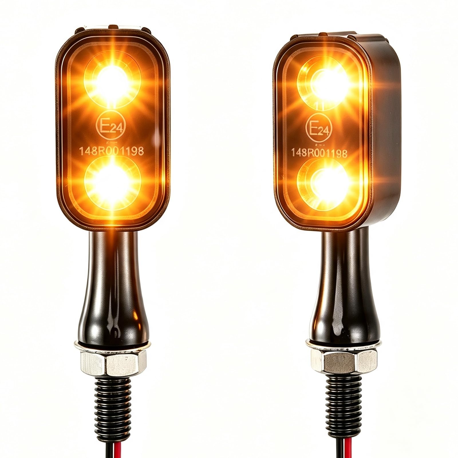 Universale Frecce Moto LED Omologate E24 Mini frecce Led Moto (Negro)