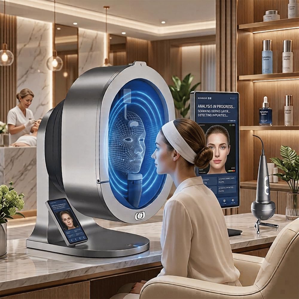 21,5 Zoll HD Beauty Skin Imaging System mit Touchscreen, Gesichts- und Kopfhaut-Sichtgerät, High-Definition-Schönheitsanalysegerät für Salon und Körperpflege