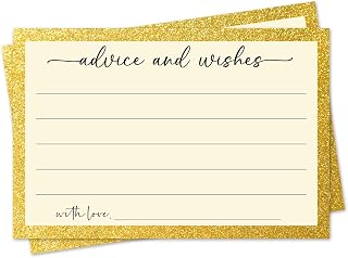 White Gold Advice and Wishes Card, Advice Cards for The Bride and Groom, Bridal Shower,Wedding or Baby Shower, Birthday, Graduation, Retirement, Guestbook - 25 Cards -10