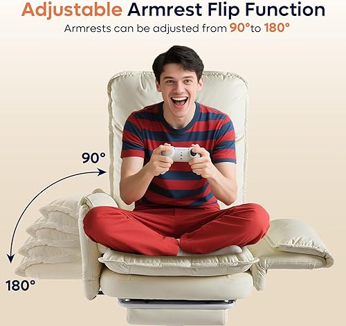 Miniatura 2 de Bestier Silla cruzada con reposapiés, silla de oficina con patas cruzadas con brazos abatibles y asiento ancho, computadora ergonómica ejecutiva