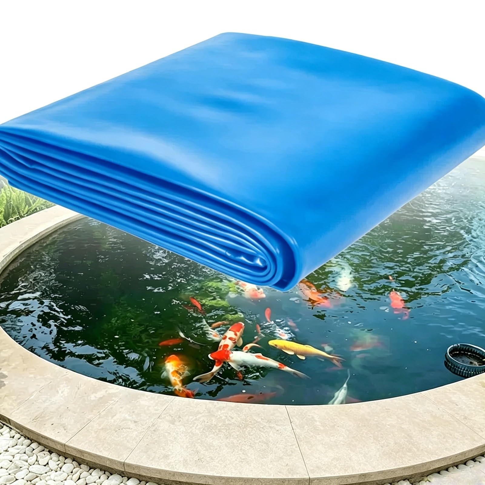 Yopappol Blue HDPE Fish Pond Membrane, 1x6 2x8 3x10 4x12 5x8 10x10m Underlayment Heavy Duty Fish Safe Pond Liners for Koi Pond, Water Garden, Outdoor Stream And Aquaculture(4x10m(13.1x32.8ft))