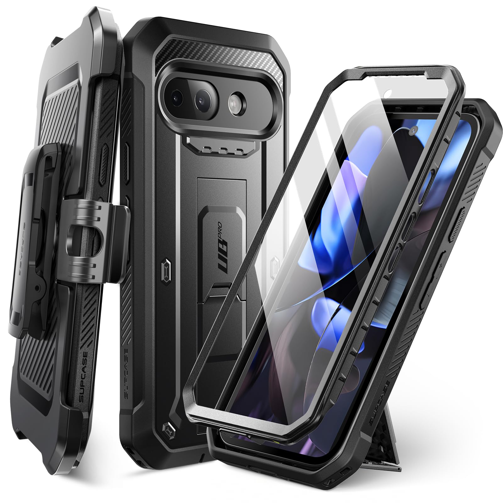 SUPCASE for Google Pixel 9A Case with Screen Protector (Unicorn Beetle Pro), [Built-in Stand & Belt-Clip] [Military-Grade Protection] Full Body Phone