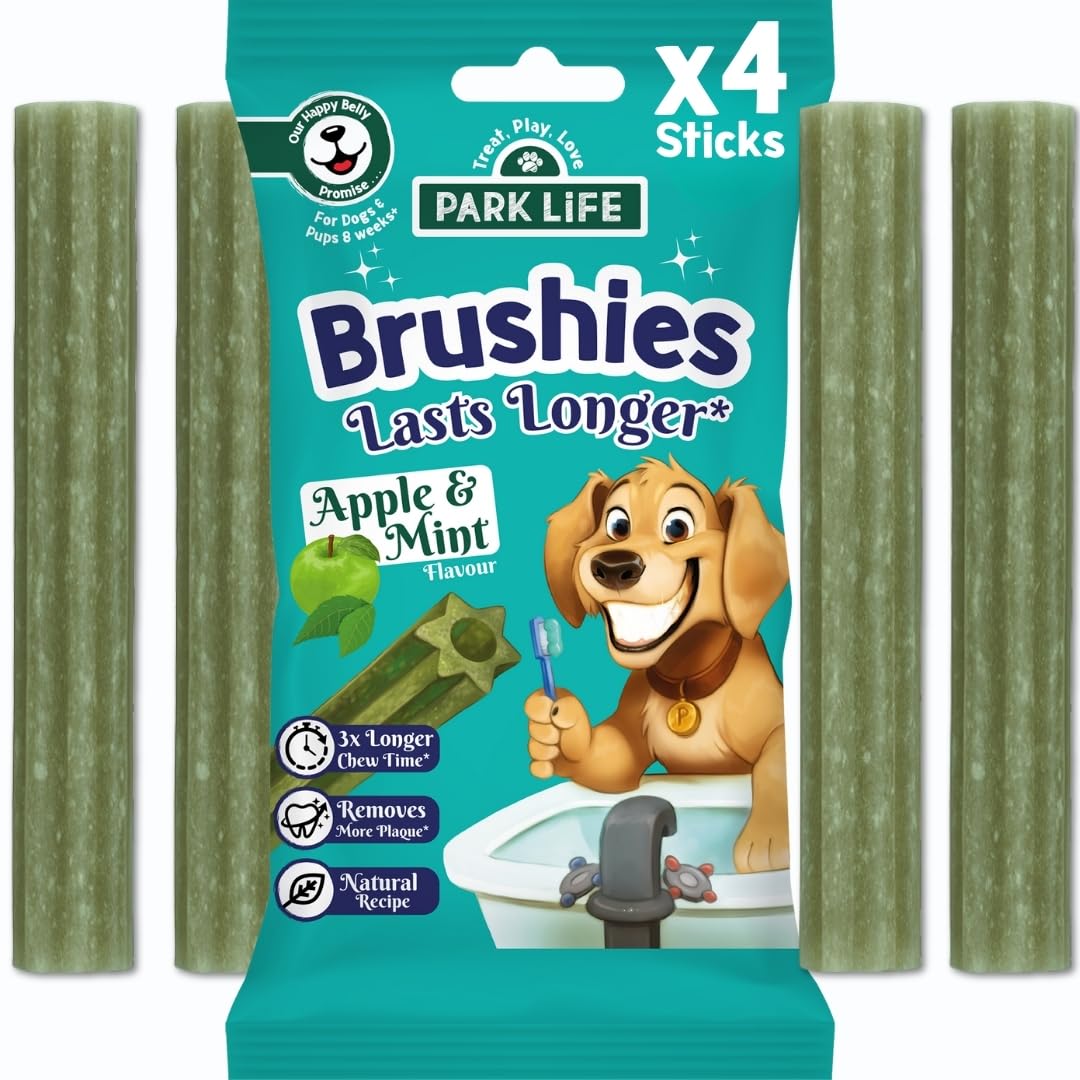 PARK LiFE Brushies Apple & Mint Flavour, Dog Treat, Puppy Training Snack, 80g