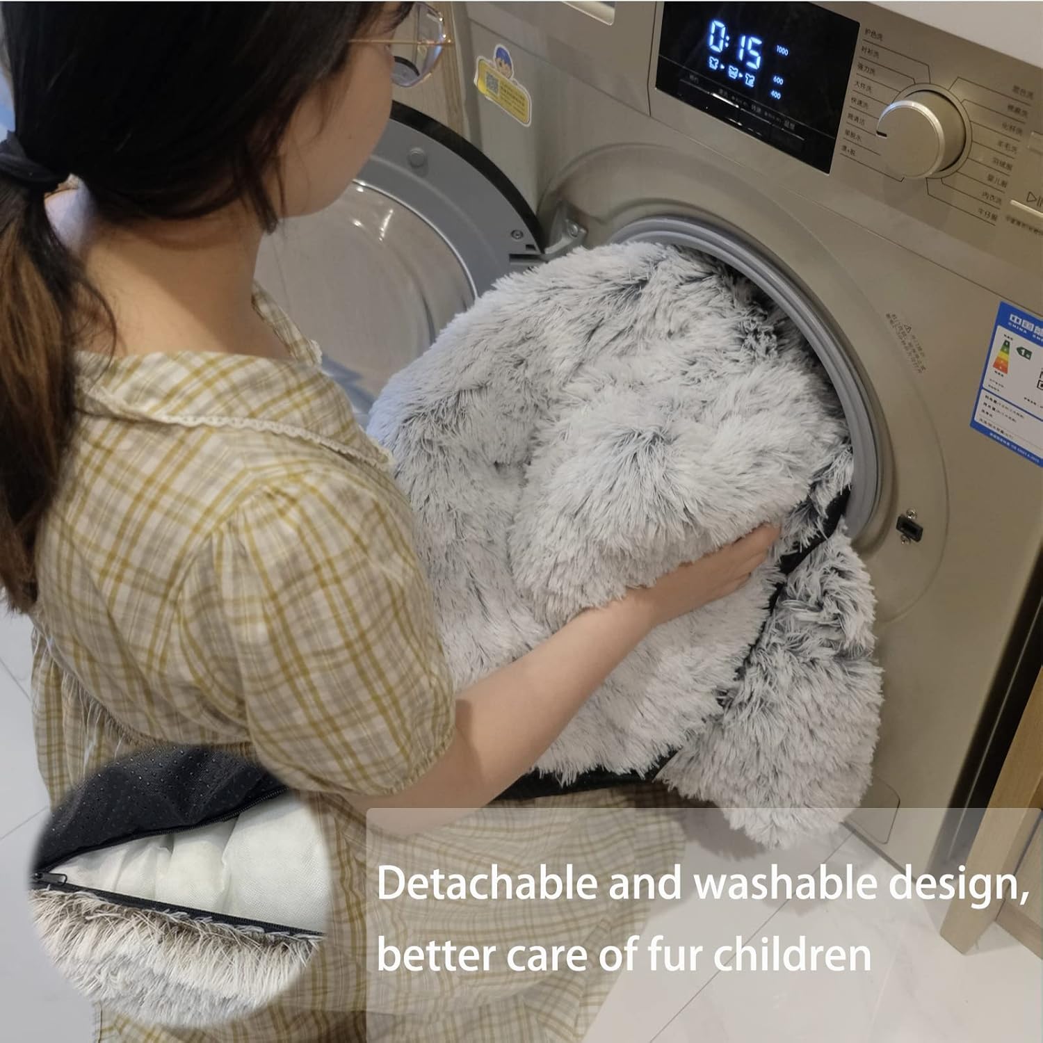 Soft Plush Dog Mat Sofa Fur Pet Beds,Couch Cover for Dogs, Calming Dog Bed Ultra Soft Fur Pet Beds Pet Kennel,Washable Dog Bed Thick Blanket Cushion with Removable Cover