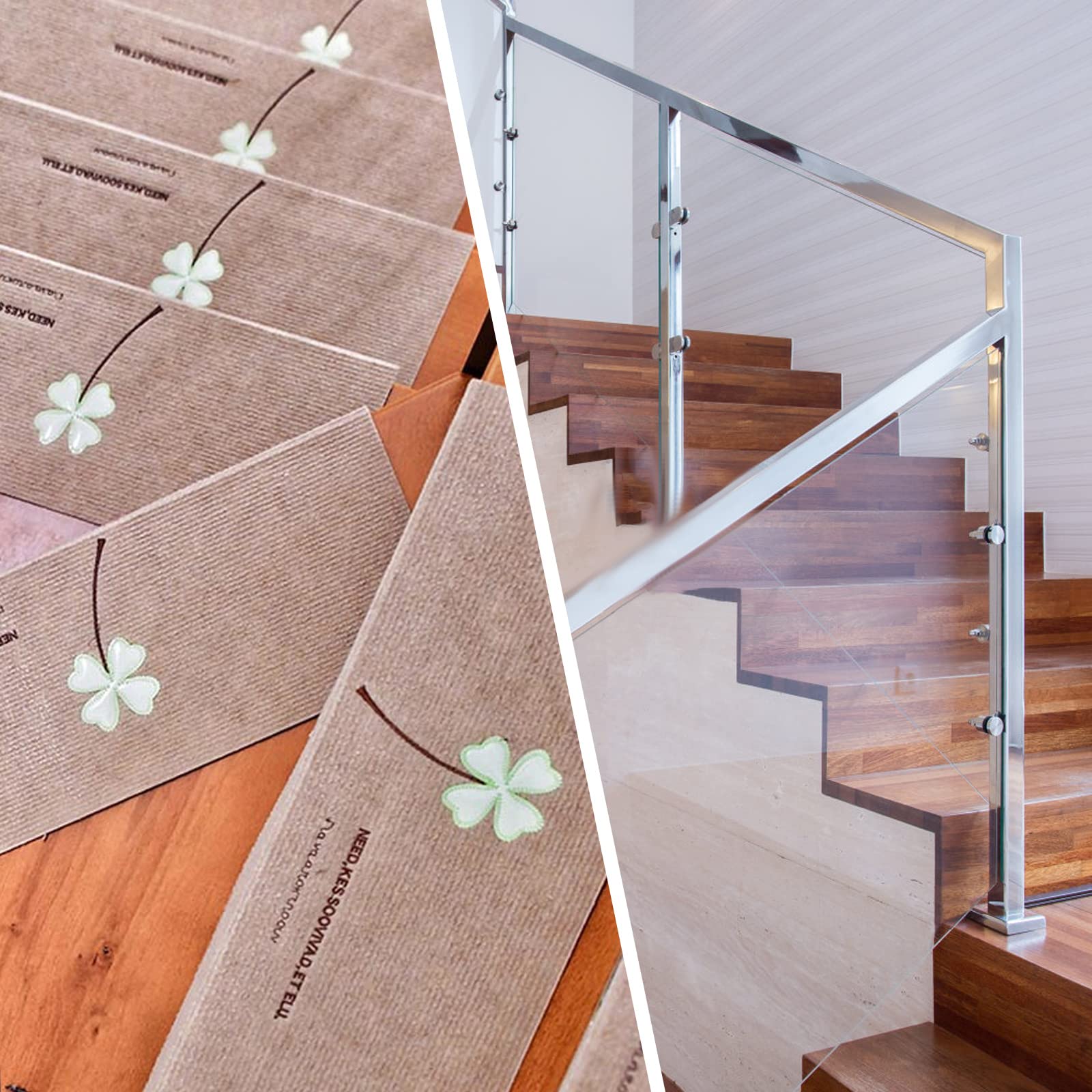 15 Piezas Alfombras De Escalera 22 * 55cm, Escalera Alfombra Luminosa Antideslizantes para escalones de Madera Alfombra Interior alfombras de Escalera Alfombrillas con Respaldo de Goma