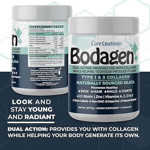 Miniatura 2 de Sílice constructora de colágeno + péptidos de colágeno tipo 1 y 3 para hombres y mujeres. Promueve la piel, el cabello, las uñas y la salud de las