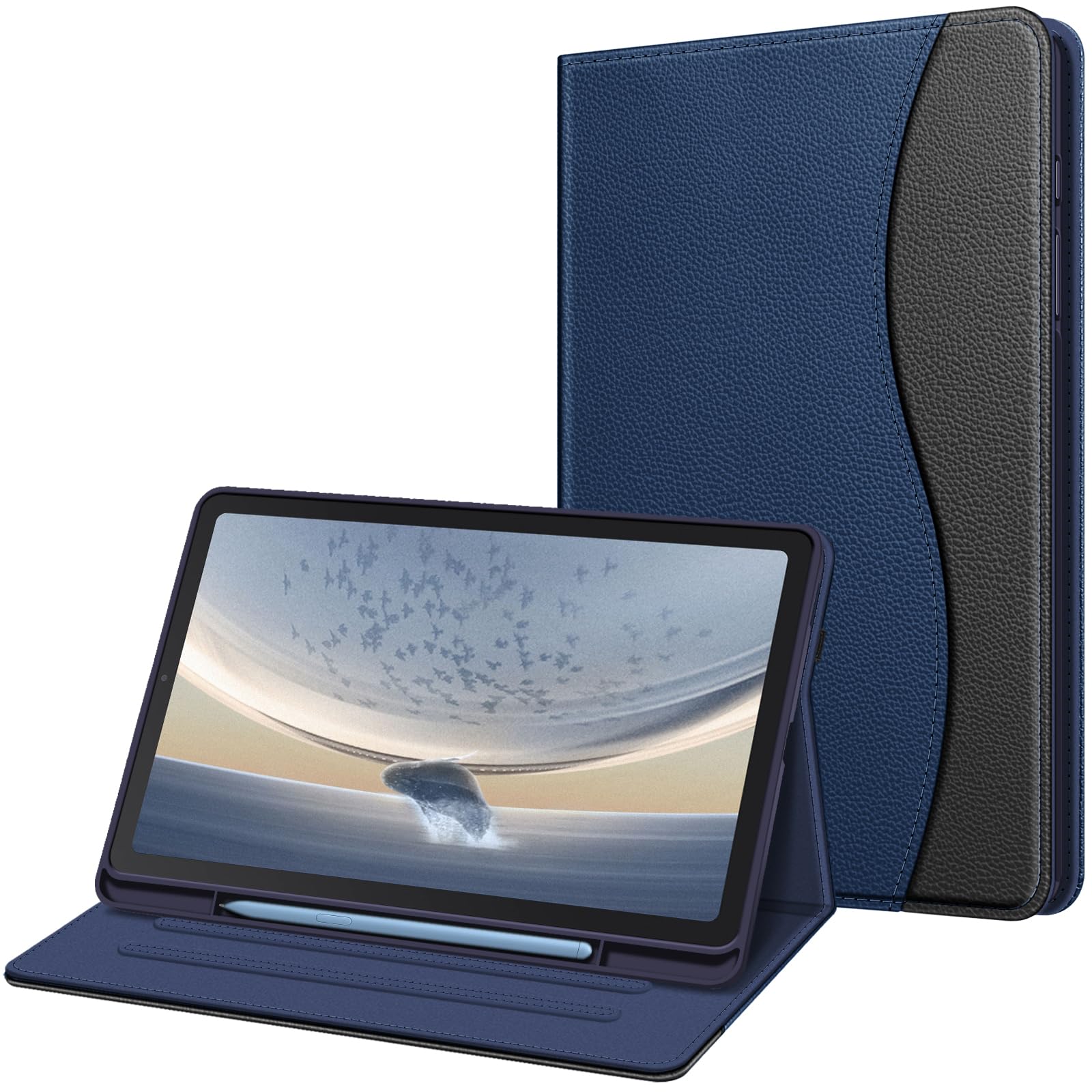 Fintie Case for Samsung Galaxy Tab S6 Lite 10.4 Inch 2024/2022/2020 with S Pen Holder, Multi-Angle Viewing Soft TPU Back Cover with Pocket Auto Wake/Sleep, Navy