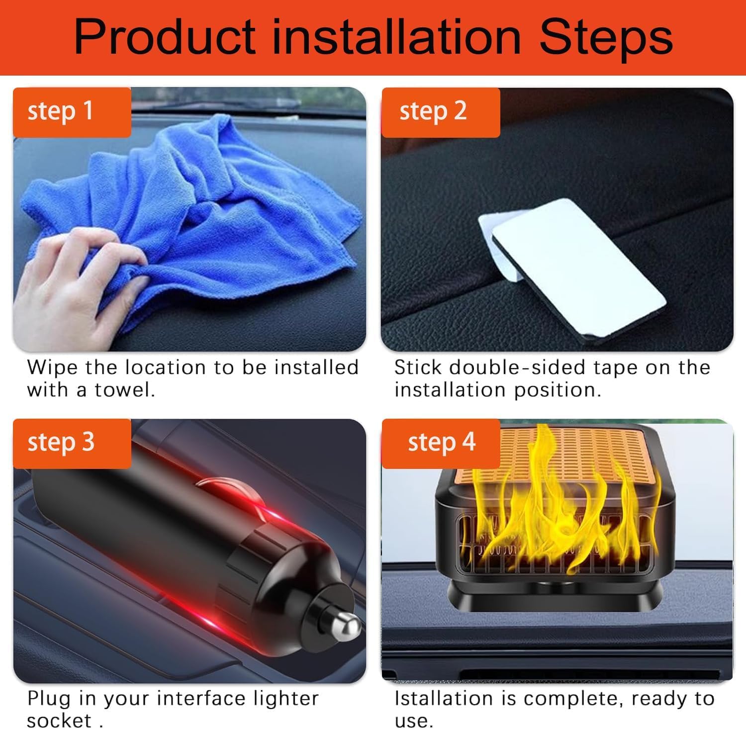 Portable Heater for Car,12V Heater for Car 200W Fast Heating Defroster Windshield Car Heater That Plugs into Cigarette Lighter for Car - Image 7